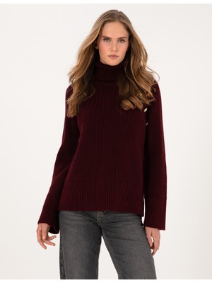 Pierre Cardin Kadın Vişne Comfort Fit Balıkçı Yaka Kazak 50310923-VR223