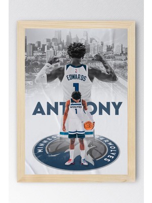 Anthony Edwards Çerçeveli Tablo - Minnesota Timberwolves Nba Posteri Tablo