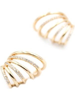 2'li Taşlı Kıkırdak Küpe - Rose