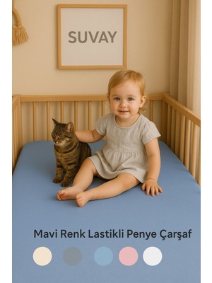 Mavi Bebek Lastikli Çarşaf %100 Pamuklu Penye Park Yatak | 60X120 | 70X110 | 70X120 | 70X130 | 70X140