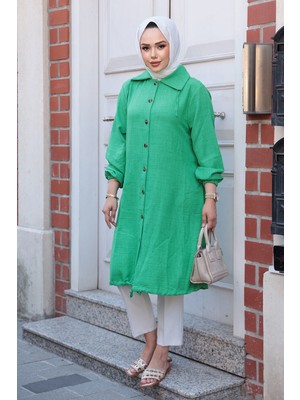 Düğmeli Yeşil Tesettür Tunik 70881Y