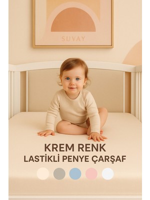 Krem Bebek Lastikli Çarşaf %100 Pamuklu Penye Park Yatak | 60X120 | 70X110 | 70X120 | 70X130 | 70X140