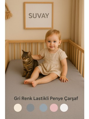 Gri Bebek Lastikli Çarşaf %100 Pamuklu Penye Park Yatak | 60X120 | 70X110 | 70X120 | 70X130 | 70X140