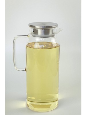 1500 ml Borosilikat Cam Su Sürahisi - Metal Kapaklı ve Isıya Dayanıklı