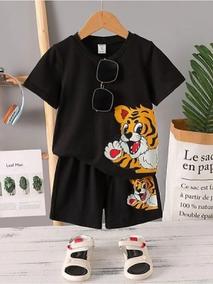Calp Teks Yandan Aslan Baskılı T-Shirt/şort Alt-Üst Yazlık Takım