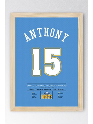 Carmelo Anthony Forma Çerçeveli Tablo - Nba Denver Nuggets Jersey