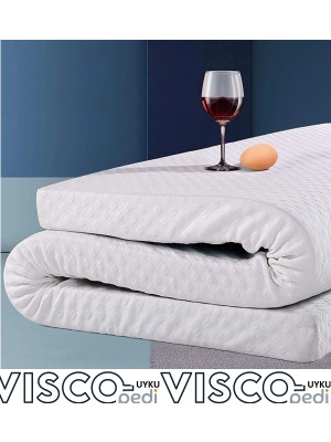 Visco Ortopedik Uyku Pedi,yatak Koruyucusu,yer Yatağı 7 cm Kalınlığında,2 Adet Yastık Kılıfı Hediyeli