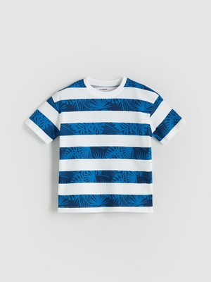 Bisiklet Yaka Çizgili Penye Erkek Çocuk Tişört  (S5)