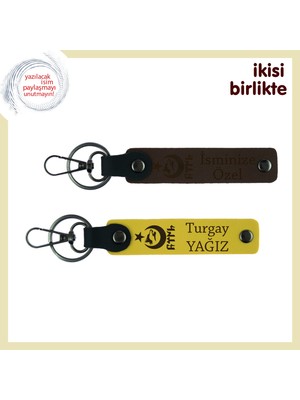 Miaju Cumhuriyet Ruhu Taşıyan Hediye – Ayyıldız Kurt Göktürk Temalı Anahtarlık Seti, Koyu Kahve-Sarı