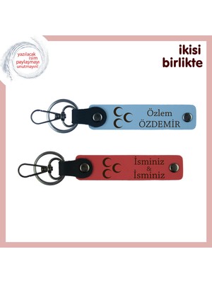 Yeni Yıl Için Vatan Temalı Hediye – Üç Hilal 2’li Anahtarlık Hediyesi, Mavi-Nar Çiçeği