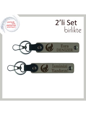 Miaju Bayram Ziyaretinde Sürpriz – Bozkurt ve Ayyıldız Isim Yazılı Anahtarlık Hediyesi, Kül Gri-Kül Gri