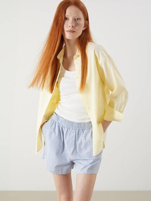 Xsıde Sari Oversize Poplin Kadın Gömlek  (S5)