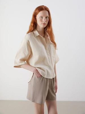 Xsıde  Oversize Müslin Kadın Gömlek  (S5)