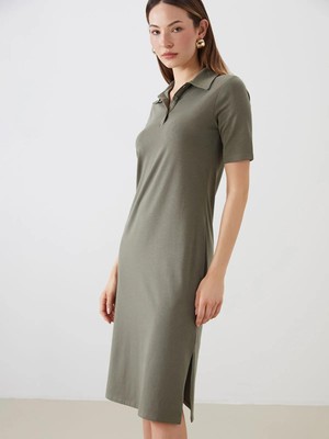 Lcwaıkıkı Classic  Polo Yaka Yırtmaçlı Elbise  (S5)