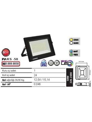 Horoz Pars-50 50W 38,5X162X218 Yeşil Ledli Projektör