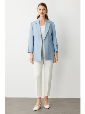 Ekol Torba Cepli Kolu Katlı Ceket Mavı 04530