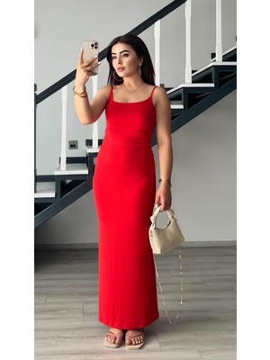 Kırmızı Orj.marka Askılı Elbise