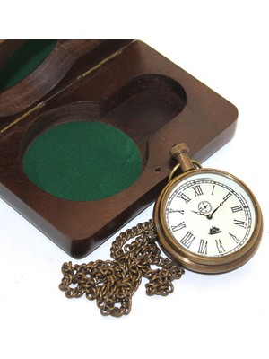Ahşap Kutulu Pirinç Köstekli Saat Model 7