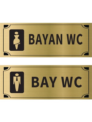 Mayeka Bay Wc Bayan Wc Ikili Levha Set Altın Metal Yönlendirme Tabelası Kişiye Özel