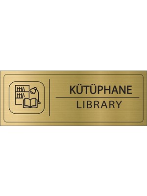 Mayeka Kütüphane Isimlik Altın Metal Kapı Isimliği Levhası Yönlendirme Tabelası
