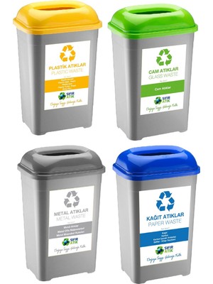 Deembro 4 Adet * 50 Lt Plastik Cam Metal Kağıt Için Plastik Sıfır Atık Kutusu Geri Dönüşüm Kutusu Toplama büyük boy