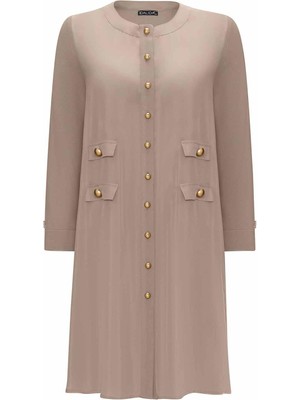 T25Y-9022 Mıssdalıda Çift Cep Kapaklı Triko Cupro Hırka