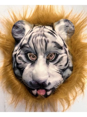 Kahverengi Saçlı Dişli Kaplan Maskesi Mega Peluş 25 No (5047)