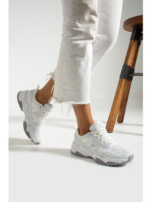 Hammer Jack Kadın Sneakers Günlük Kullanım İçin Beyaz Desenli Poliüretan Tabanlı