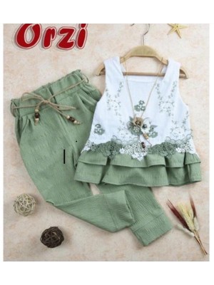 Bayramlık Brode Işlemeli Fırfırlı Kolyeli Alt Üst Ikili Takım