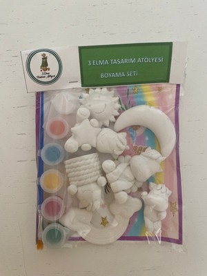 3 Elma Tasarım Atölyesi Taş Boyama Seti-Unicorn Set-Hobi-Aile Etkinlik-Aktivite-Hediye-Karne-Doğum Günü-Bayram-Özel Gün Hediyesi