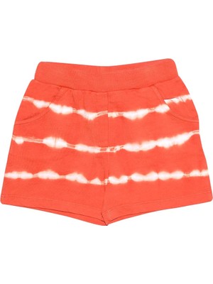 Lovetti Kız Çocuklar İçin Turuncu Ceoli Şort İki İplik Lastikli Normal Bel Rahat Kesim Yazlık