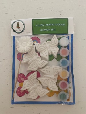 3 Elma Tasarım Atölyesi 3 Elmatasarım Atolyesi 3D Kelebekler Taş Boyama Seti-1 Adet Saksı Dibi Süsü-Aktivite-Eğlence-Okul Aile Etkinlik-Doğum Günü-Tatil-Bayram-Karne Hediyesi