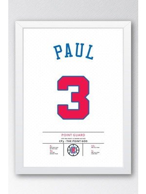 Chris Paul Forma Çerçeveli Tablo - Nba Los Angeles Clippers Jersey