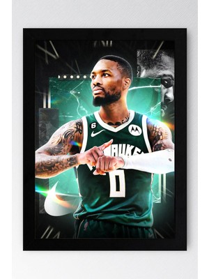Damian Lillard Çerçeveli Tablo - Basketbol Nba Posteri Tablo