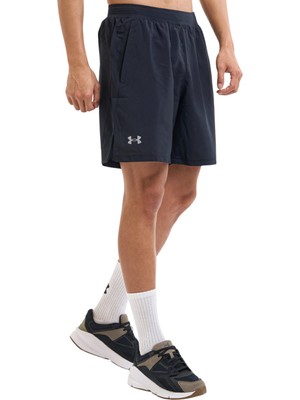 1382620-001 Ua Launch 7'' Shorts Lastikli Bel Dar Kalıp Siyah Erkek Şort