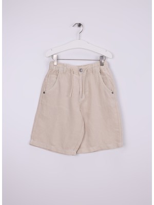 Benetton Normal Bel Regular Fit Bej Erkek Çocuk Şort 41DAC9043