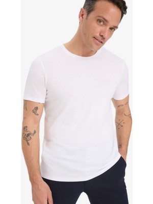 DeFacto Slim Fit Dar Kesim Bisiklet Yaka Modal Karışımlı Basic Düz Kısa Kollu Tişört M6606AZ25AU