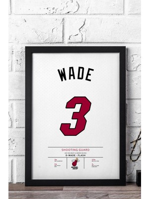 Dwyane Wade Forma Çerçeveli Tablo - Nba Miami Heat Jersey
