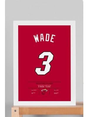 Dwyane Wade Forma Çerçeveli Tablo - Nba Miami Heat Jersey
