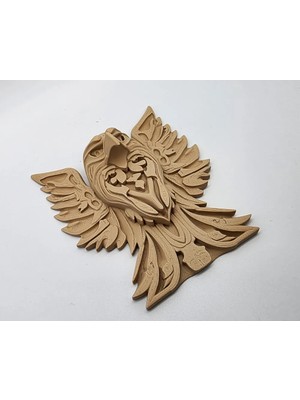 Ahşap Oymalı Kartal Dekorasyon Ürünü Masaustu Dekoratif 13CM