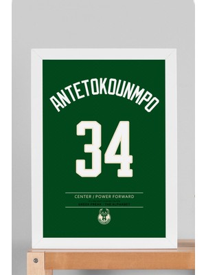 Giannis Antetokounmpo Forma Çerçeveli Tablo - Nba Milwaukee Bucks Jersey