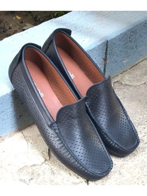Bagsshoes 15006 Bravelli Erkek Hakiki Deri Lazerli Loafer Günlük Ayakkabı