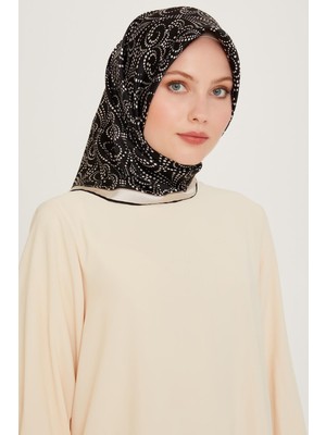 Armine Ipek Eşarp 2025 Kış - 9246-06 Siyah Krem Sura
