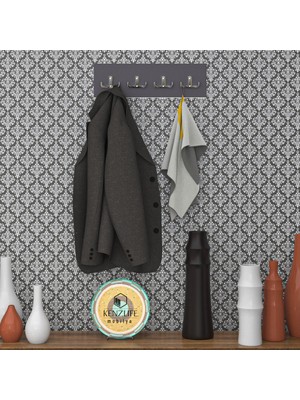 Kenzlife Askılık Tokadi Mat Gri Renk Suntalam 4 Adet Metal Krom Renk Portmanto