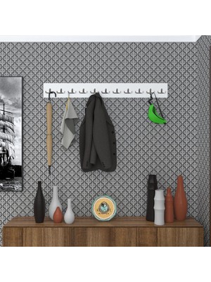 Kenzlife Askılık Tokadi Mat Beyaz Renk Suntalam 11 Adet Metal Krom Renk Portmanto