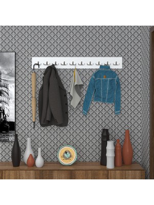 Kenzlife Askılık Tokadi Mat Beyaz Renk Suntalam 10 Adet Metal Krom Renk Portmanto