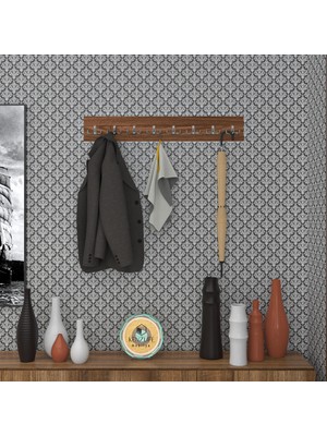 Kenzlife Askılık Tokadi Mat Ceviz Renk Suntalam 8 Adet Metal Krom Renk Portmanto