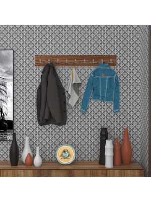 Kenzlife Askılık Tokadi Mat Ceviz Renk Suntalam 9 Adet Metal Krom Renk Portmanto