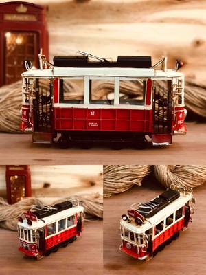 Nostaljik Taksim Tramvay Biblo Metal Istanbul Temalı Hediyelik Dekoratif Masaüstü Aksesuar Vintage Retro Şehir Simgesi Özel Seri