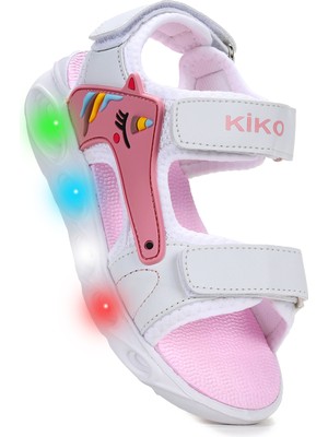 Kiko Kids Unicorn Günlük Işıklı Cırtlı Kız Çocuk Sandalet Ayakkabı